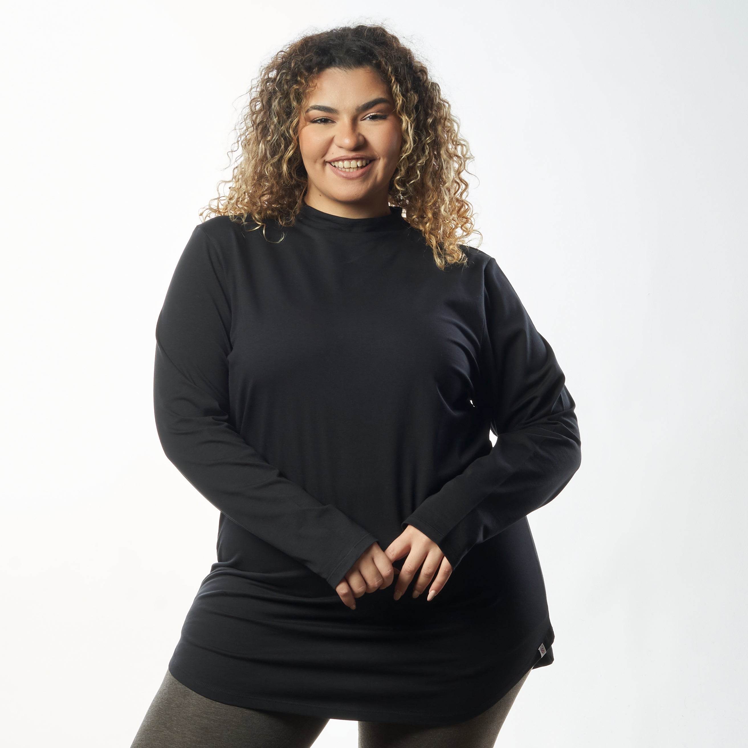 Bamboo + Premium Cotton Double Layer Long Fit Long Sleeves Basic T-Shirt - Breathe Everyday LTD