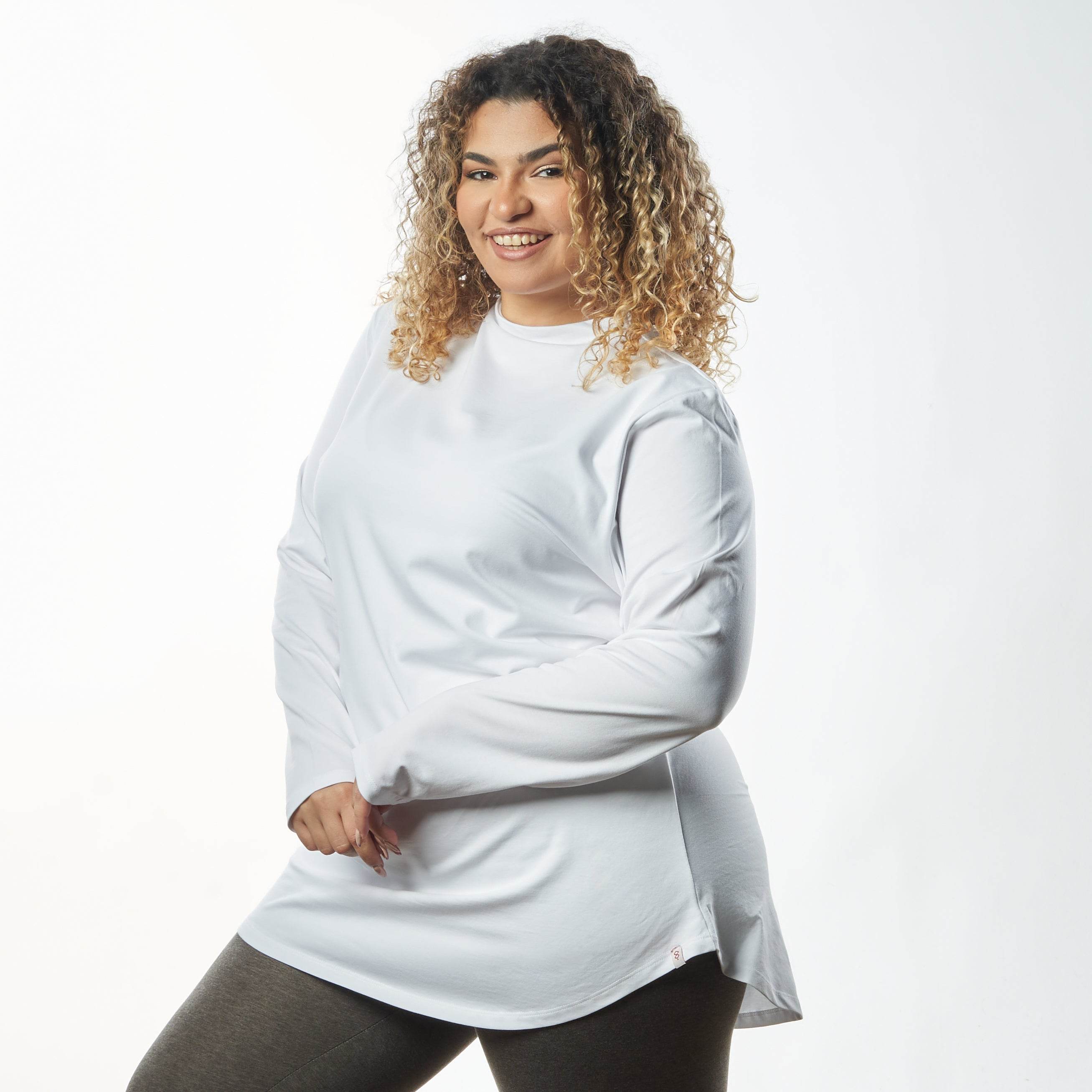 Bamboo + Premium Cotton Double Layer Long Fit Long Sleeves Basic T-Shirt - Breathe Everyday LTD