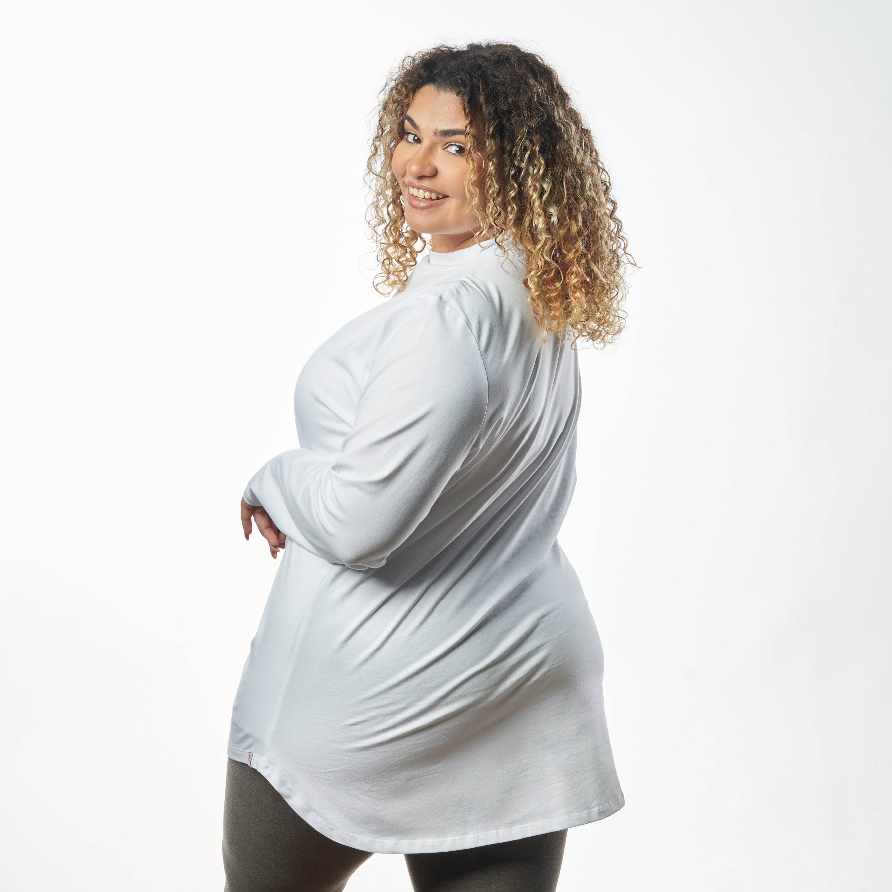 Bamboo + Premium Cotton Double Layer Long Fit Long Sleeves Basic T-Shirt - Breathe Everyday LTD