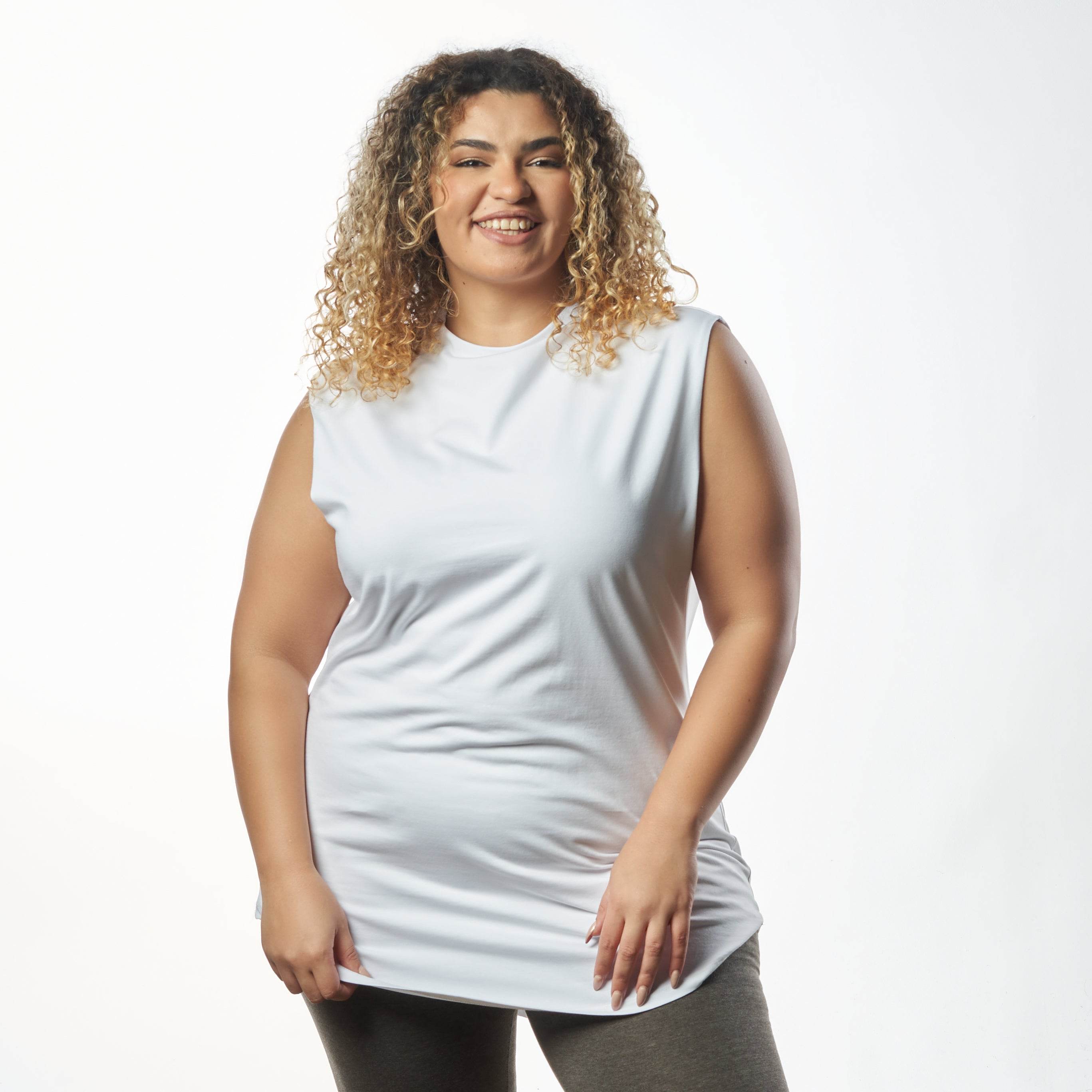 Bamboo + Premium Cotton Double Layer Long Fit Sleeveless Basic T-Shirt - Breathe Everyday LTD