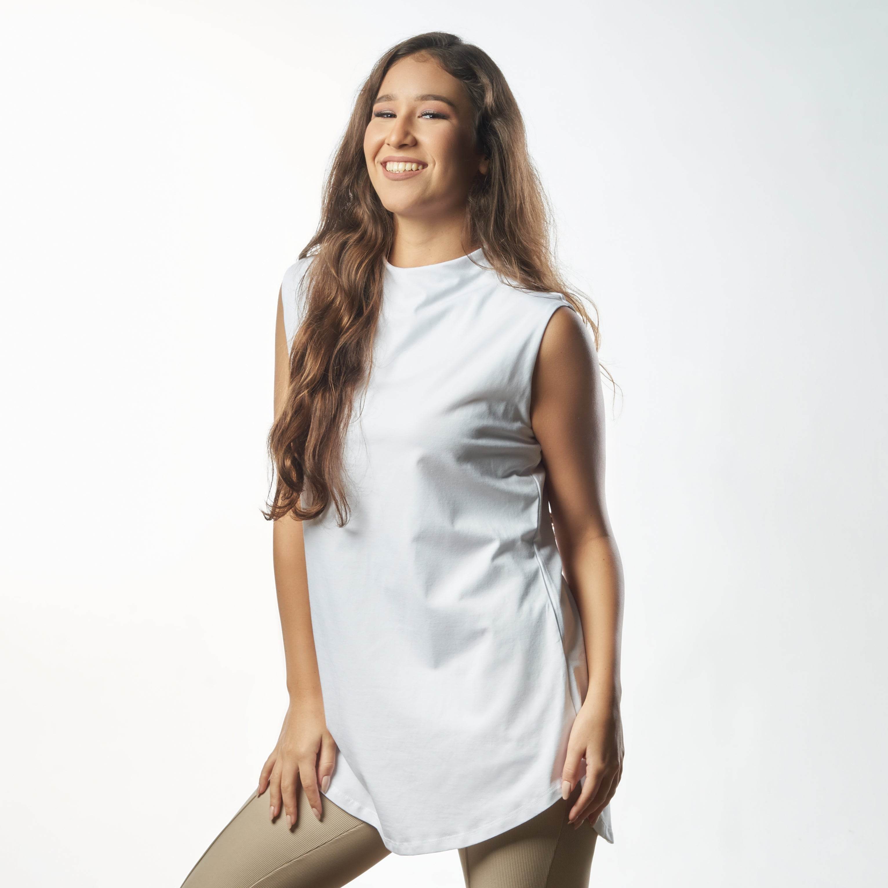 Bamboo + Premium Cotton Double Layer Long Fit Sleeveless Basic T-Shirt - Breathe Everyday LTD
