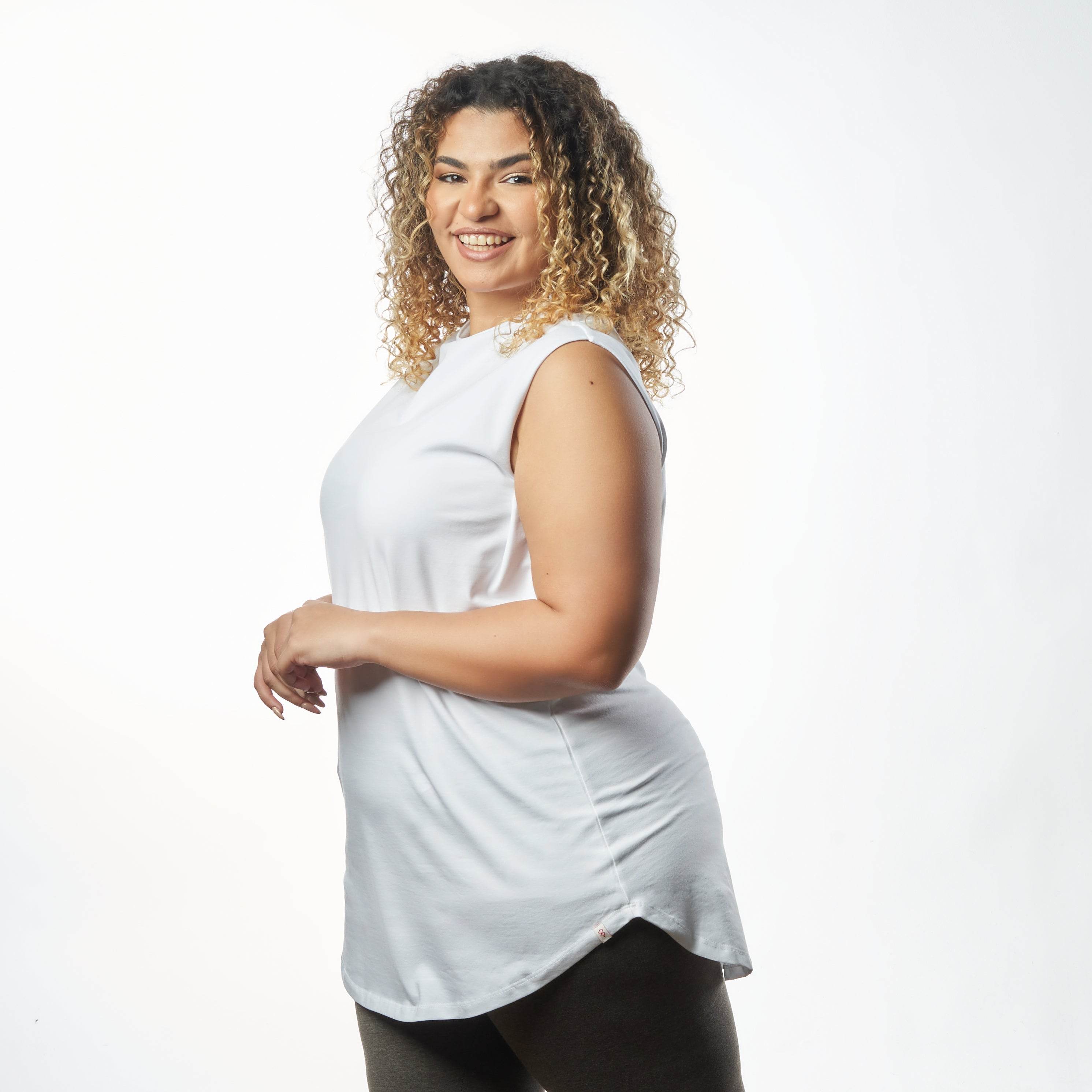 Bamboo + Premium Cotton Double Layer Long Fit Sleeveless Basic T-Shirt - Breathe Everyday LTD