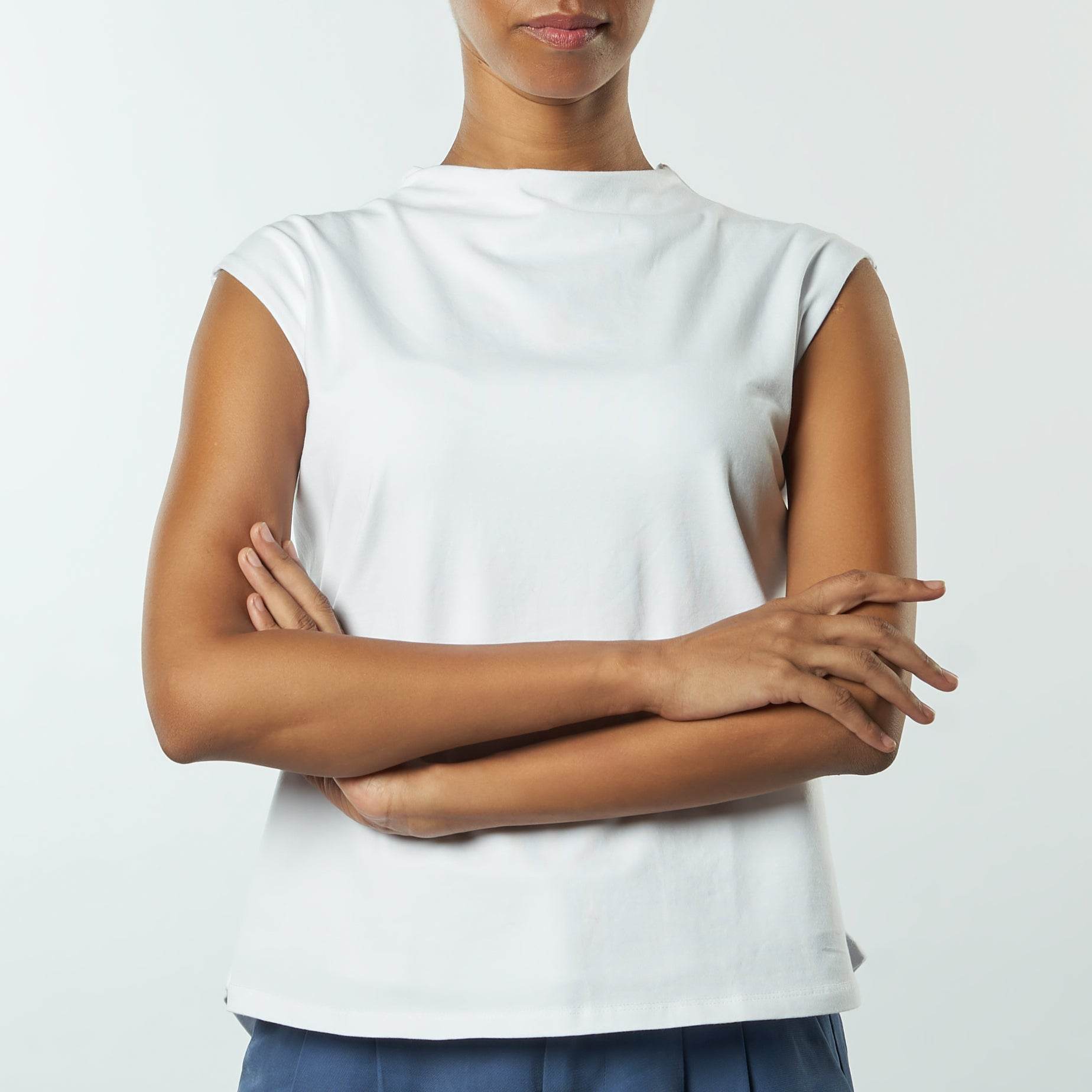 Bamboo + Premium Cotton Double Layer Short Fit Sleeveless Basic T-Shirt - Breathe Everyday LTD