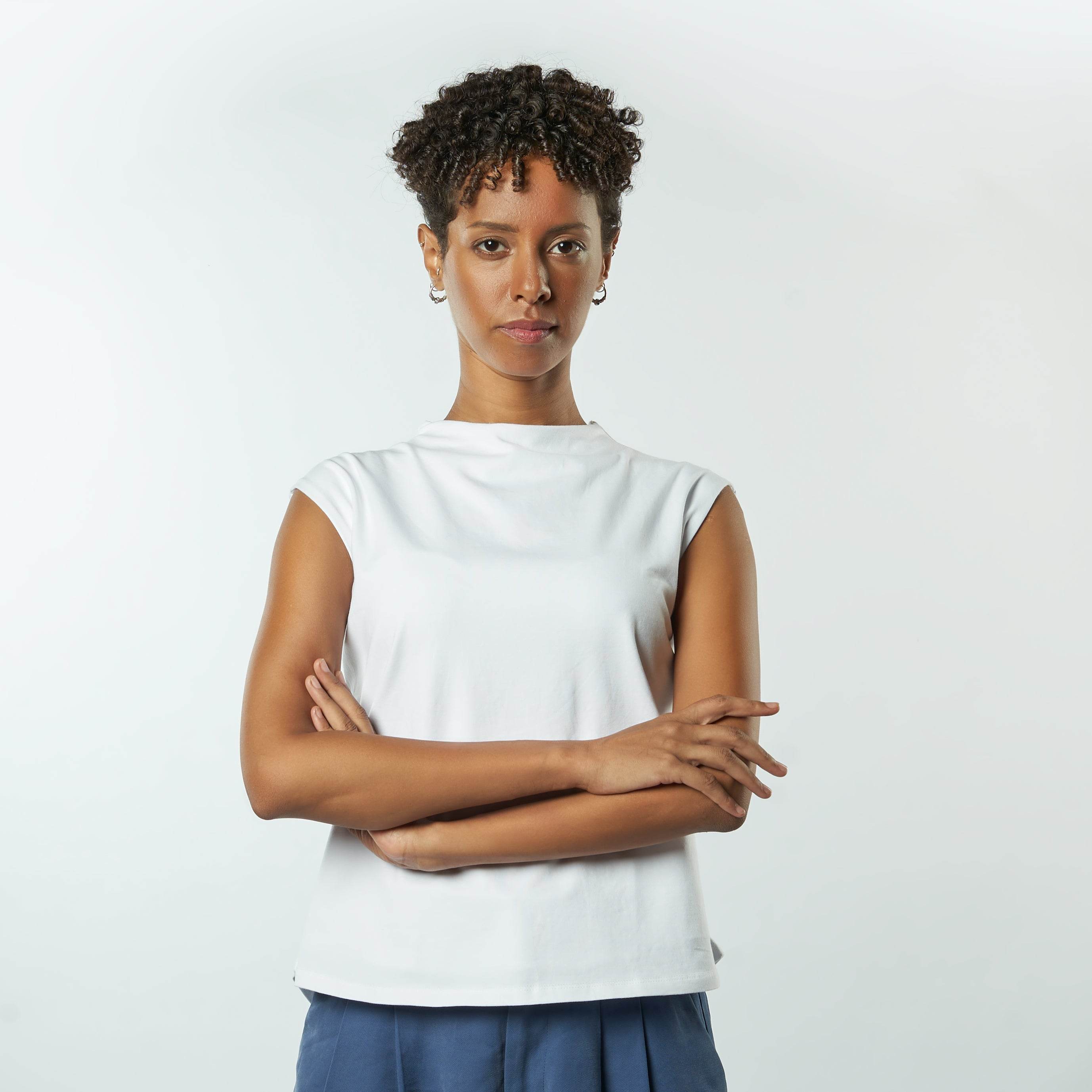 Bamboo + Premium Cotton Double Layer Short Fit Sleeveless Basic T-Shirt - Breathe Everyday LTD