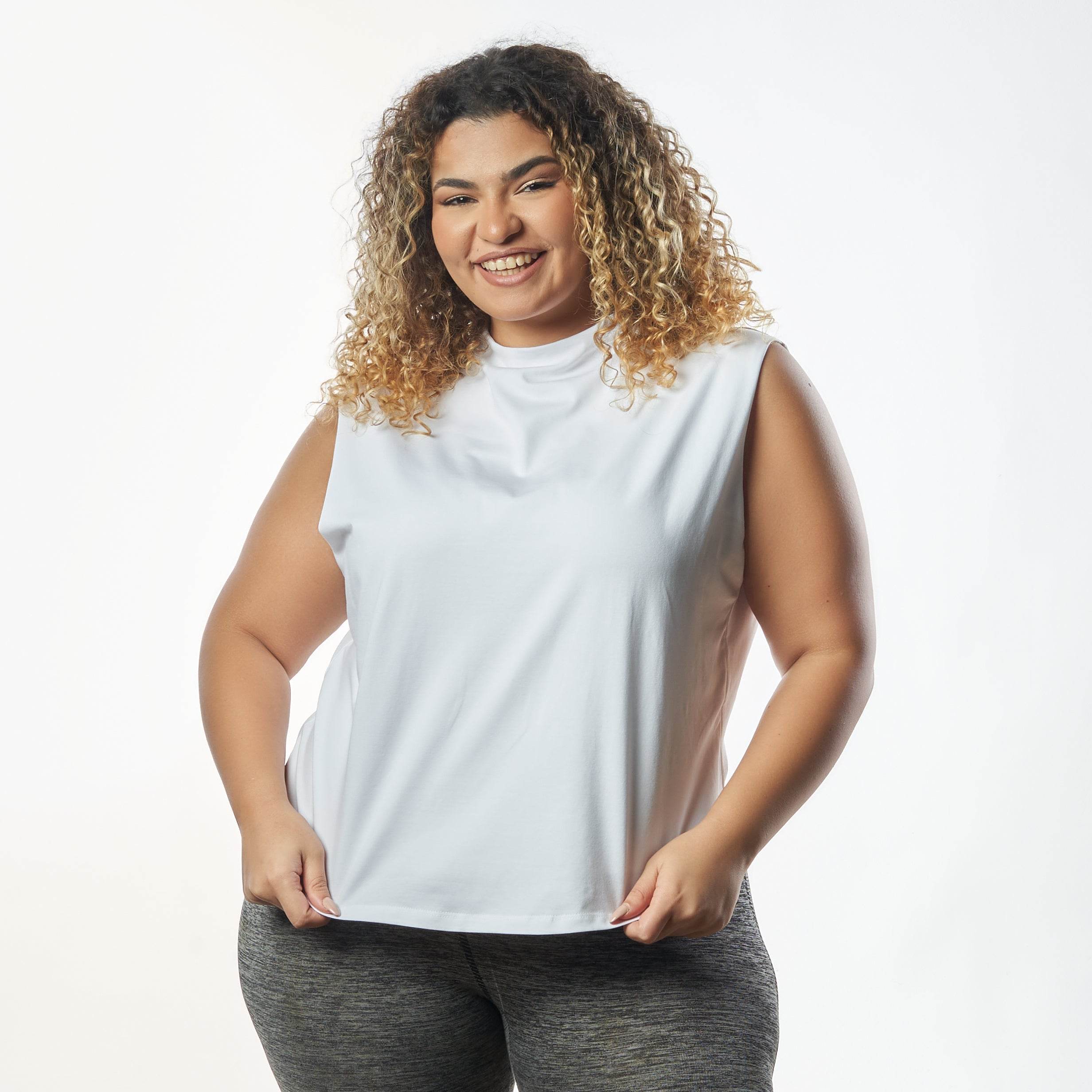 Bamboo + Premium Cotton Double Layer Short Fit Sleeveless Basic T-Shirt - Breathe Everyday LTD