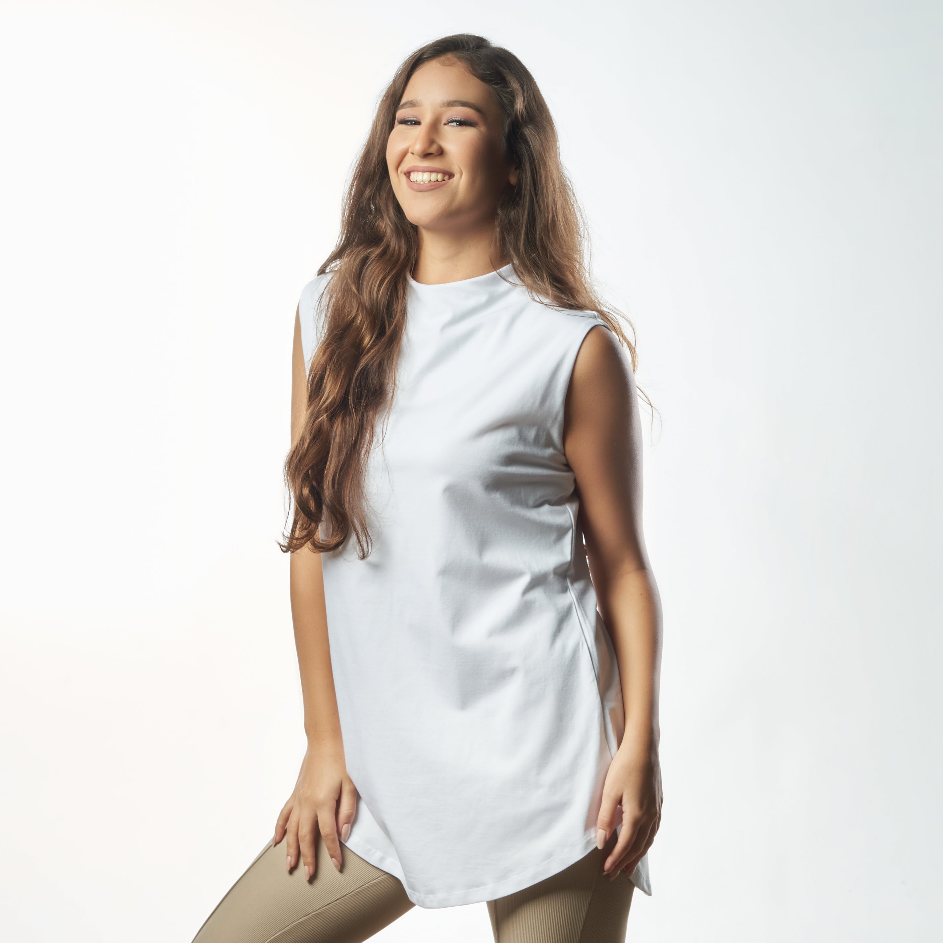 Bamboo + Premium Cotton Double Layer Long Fit Sleeveless Basic T - Shirt - Breathe Everyday LTD